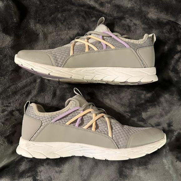 Vionic Zeliya Gray Lilac Peach Pink Orthotic Walking Fabric Lace Up Shoes 9.5 Wd - Picture 11 of 15